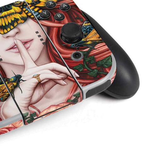 Gothic Woman and Death Moth Butterflies by Sarah Richter Nintendo Switch OLED (2021) Skin